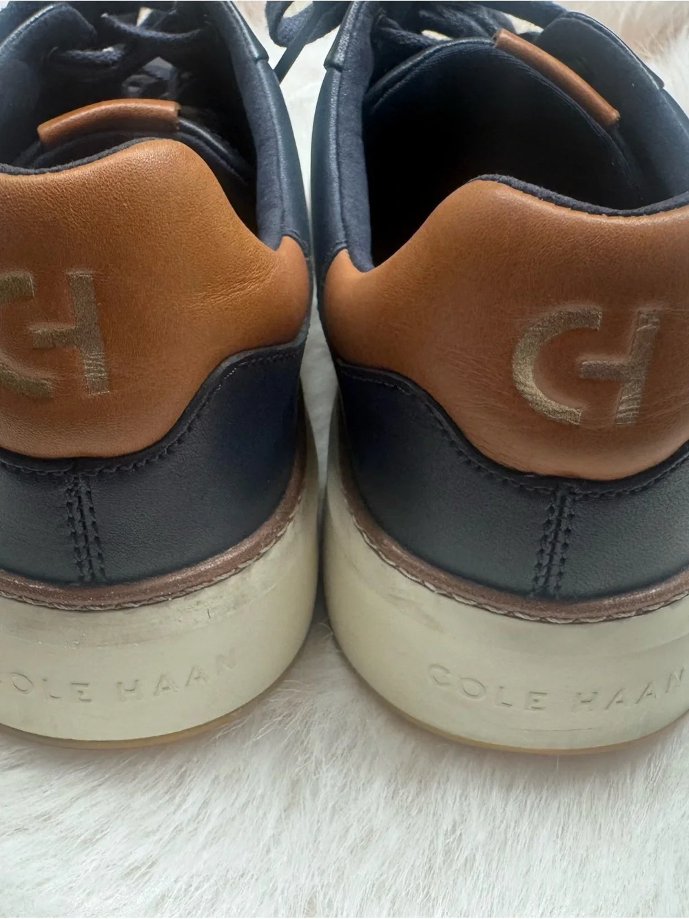 Dr. Scholl's Men's Navy Leather Sneakers with Brown Accents